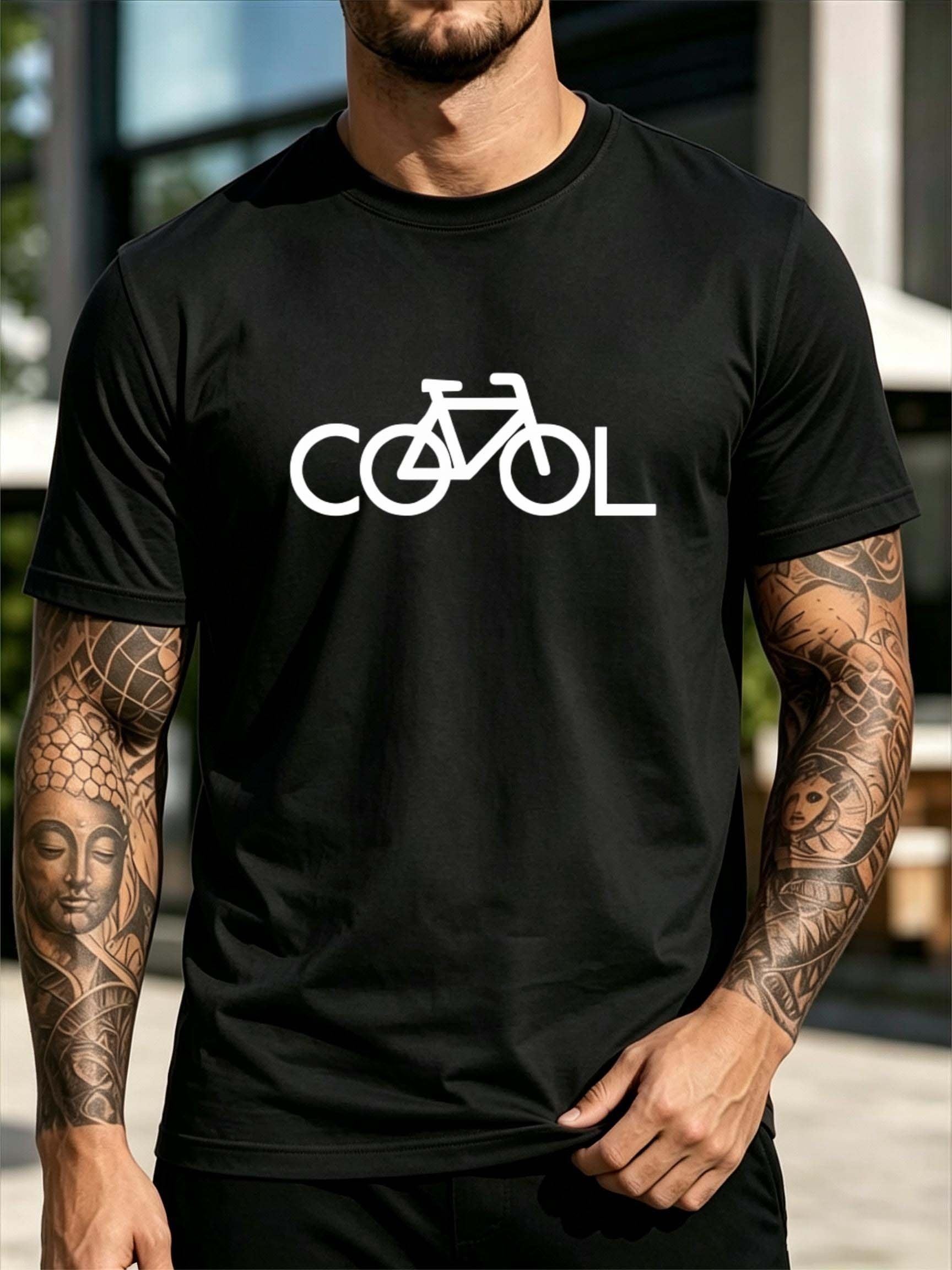 Cycling In City - Мужская футболка с круглым вырезом и